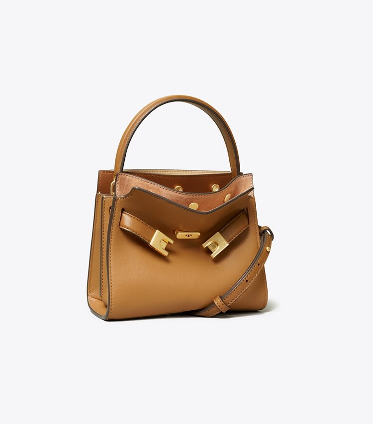 Tory Burch diseñador bolsos bandolera Bolso doble Petite de Lee Radziwill en Tiramisu ángulo