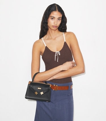 Tory Burch diseñador bolsos bandolera Bolso doble Petite Lee Radziwill en Black adicional en modelo