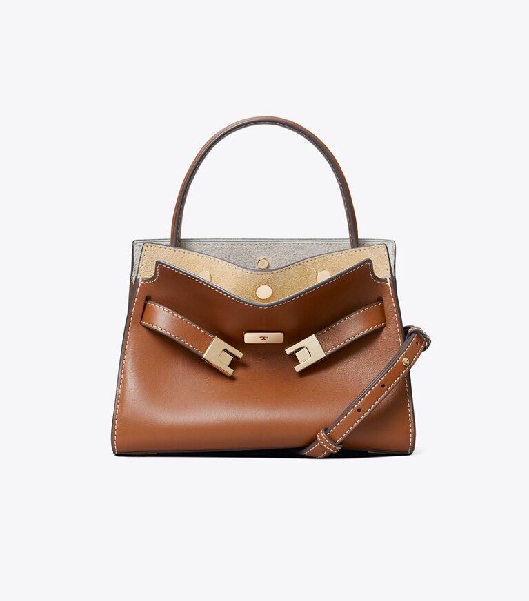 Tory Burch diseñador bolsos bandolera Bolso doble Petite Lee Radziwill en Aged Tan frente