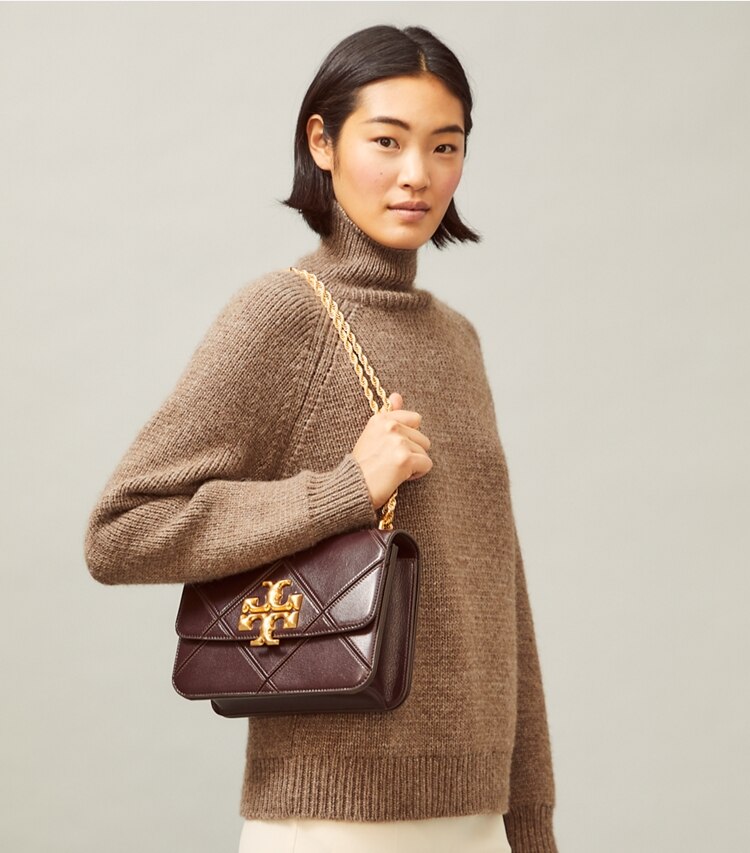 Tory Burch diseñador bolsos de hombro Bolso Eleanor en Dark Cocoa accesorio en modelo