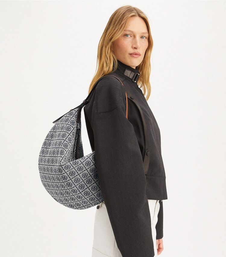 Tory Burch diseñador bolsos hobo Bolso globo con monograma de T en Tory Navy accesorio en el modelo