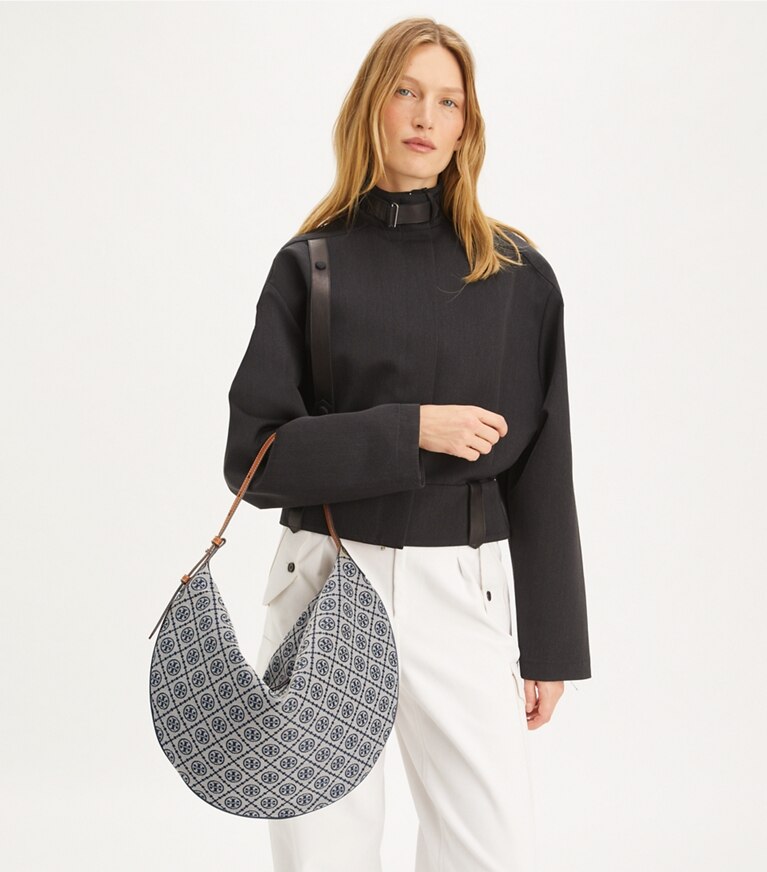 Tory Burch diseñador bolsos hobo Bolso globo con monograma de T en Tory Navy adicional en el modelo