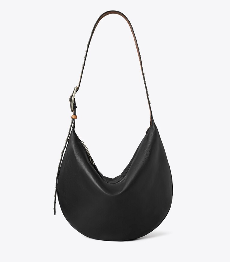 Tory Burch diseñador bolsos de hombro Bolso globo con tachuelas en Black frente