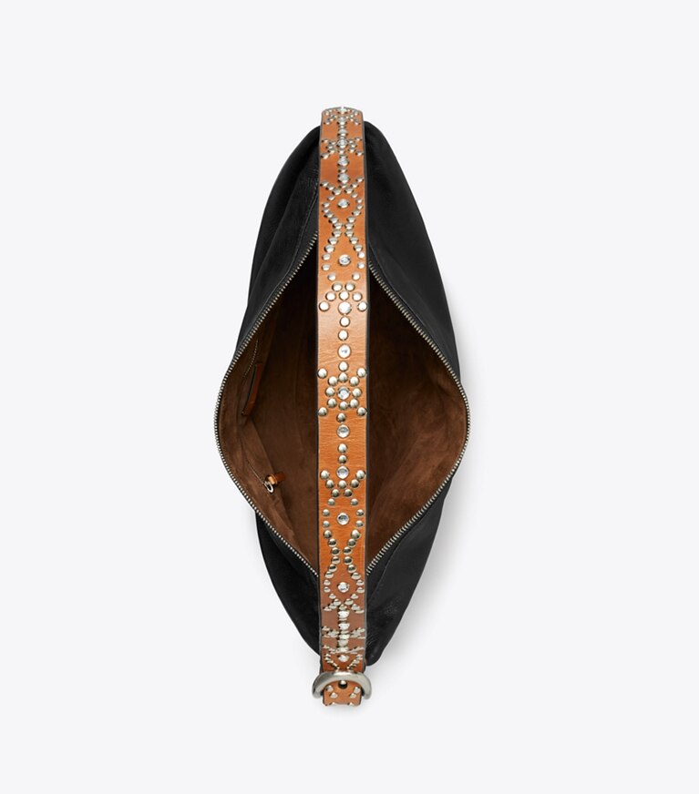 Tory Burch diseñador bolsos de hombro Bolso globo con tachuelas en Black vista superior