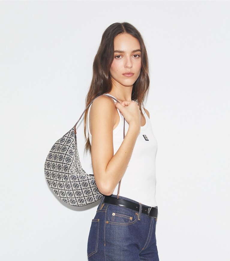 Tory Burch diseñador bolsos de hombro Bolso globo pequeño con monograma en T en Tory Navy accesorio en modelo