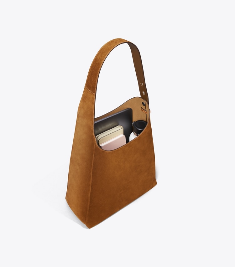 Tory Burch diseñador bolsos hobo Bolso hobo de gamuza en Caramel adicional