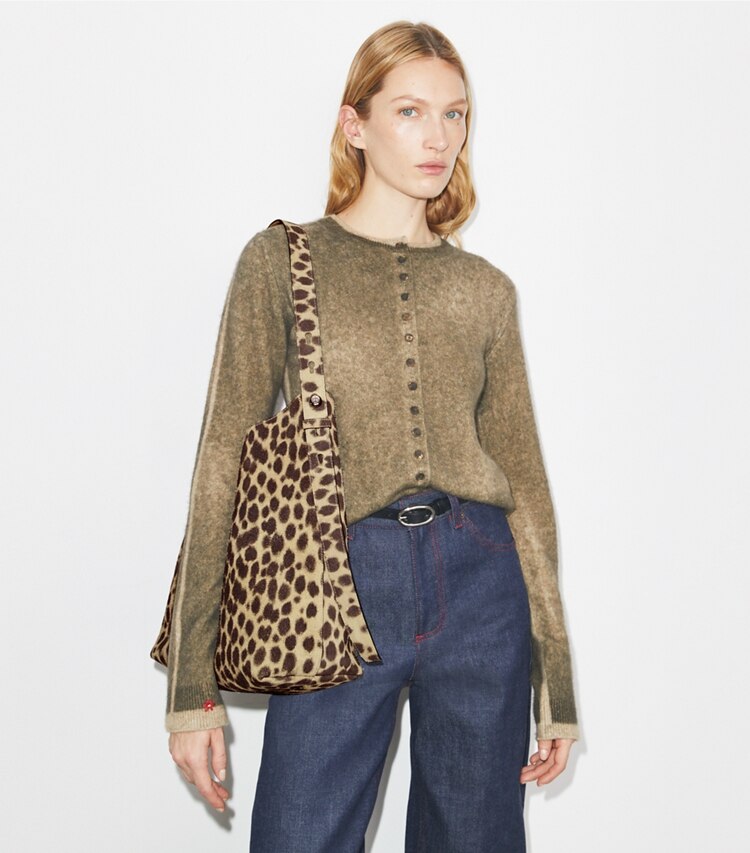 Tory Burch diseñador bolsos hobo Bolso Hobo de gamuza Romy en Cheetah accesorio en modelo
