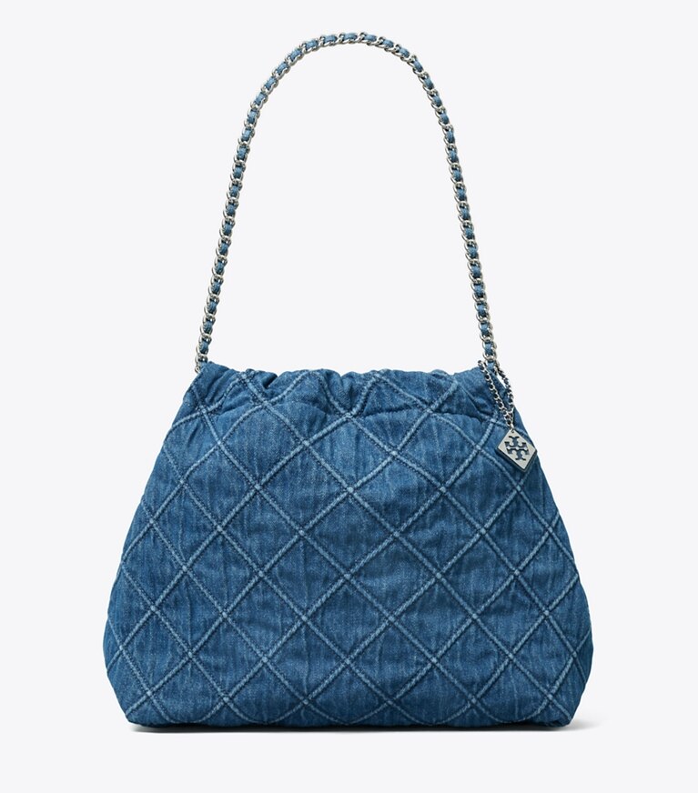 Tory Burch diseñador bolsos hobo Bolso hobo de mezclilla suave Fleming en Denim frente