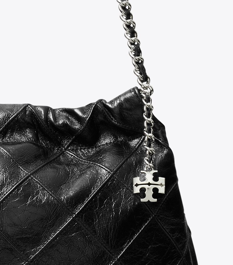 Tory Burch diseñador bolsos hobo Bolso hobo Fleming suave desgastado en Black detalle