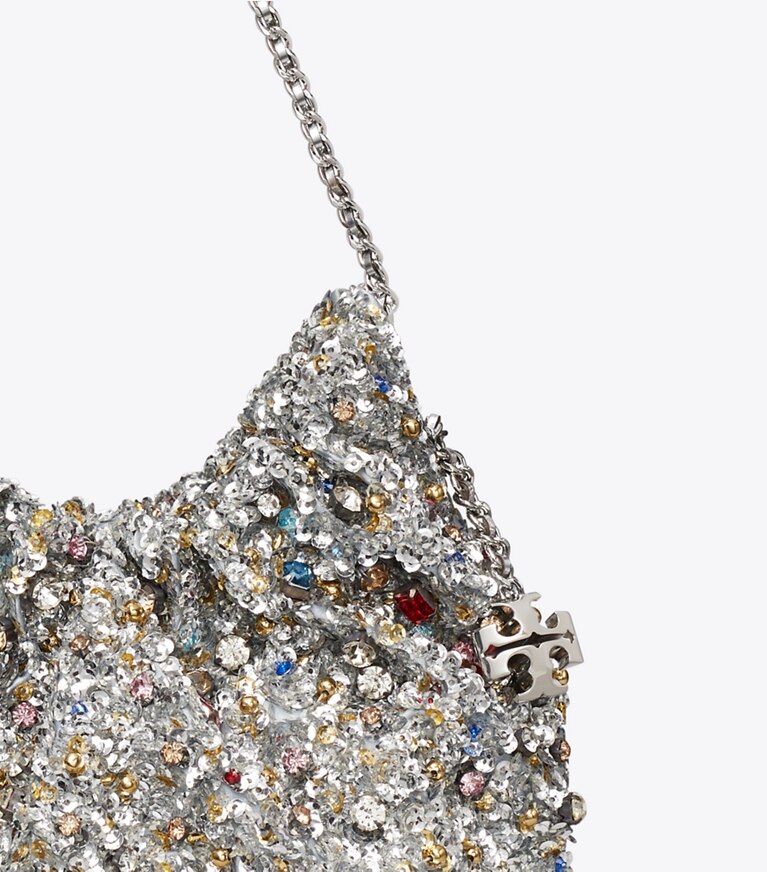 Tory Burch diseñador bolsos bandolera Bolso hobo Mini Fleming con adornos en Multi Stone detalle