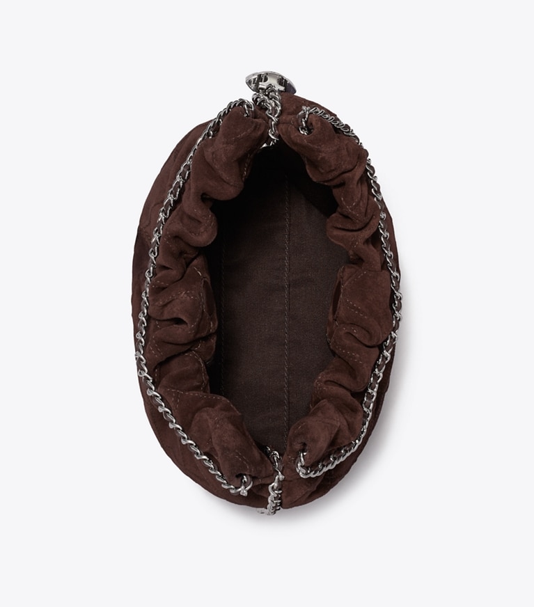 Tory Burch diseñador bolsos bandolera Bolso hobo Mini Fleming de gamuza suave en Licorice vista superior