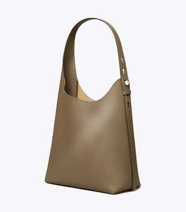 Tory Burch diseñador bolsos hobo Bolso hobo Romy en Wild Mushroom ángulo