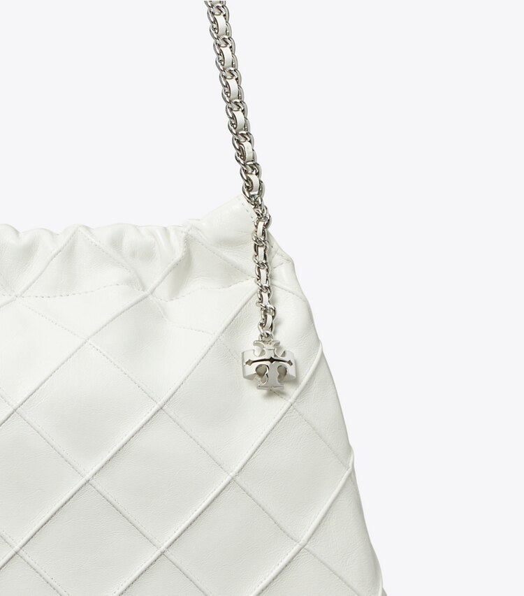 Tory Burch diseñador bolsos hobo Bolso hobo suave desgastado Fleming en Blanc detalle
