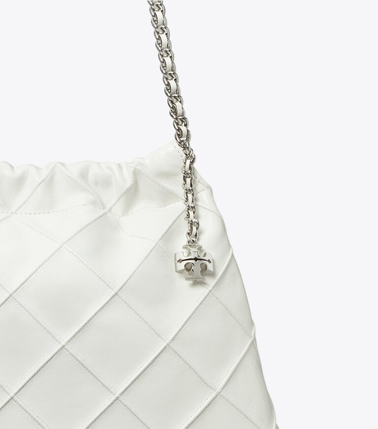 Tory Burch diseñador bolsos hobo Bolso hobo suave desgastado Fleming en Blanc detalle
