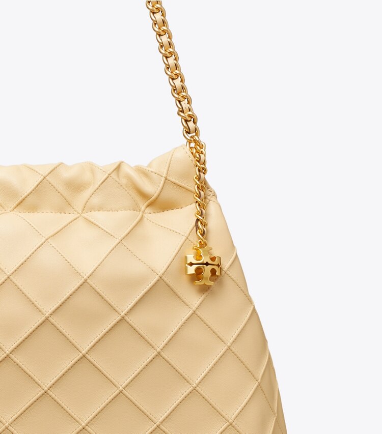 Tory Burch diseñador bolsos hobo Bolso hobo suave Fleming en Vanilla Soft Serve detalle