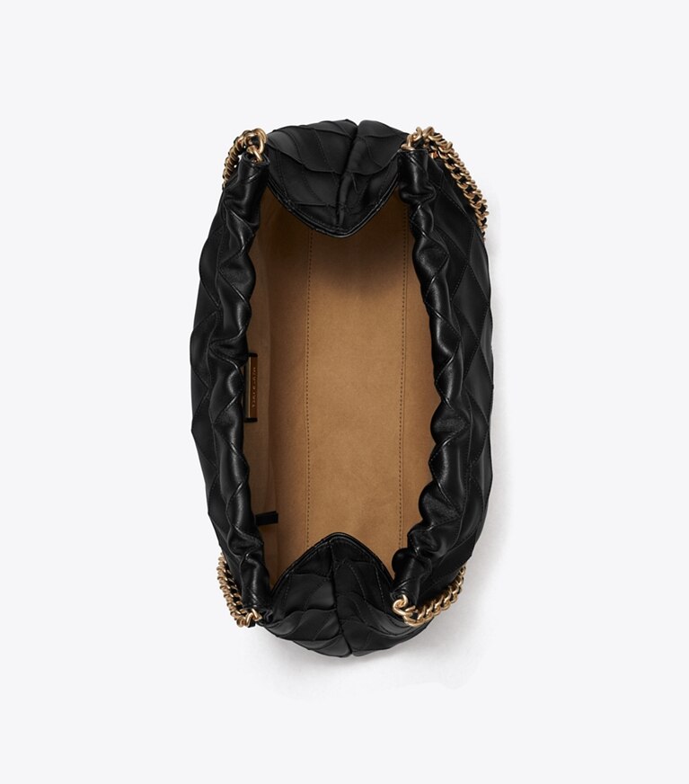Tory Burch diseñador bolsos hobo Bolso hobo suave Fleming en Black desde arriba