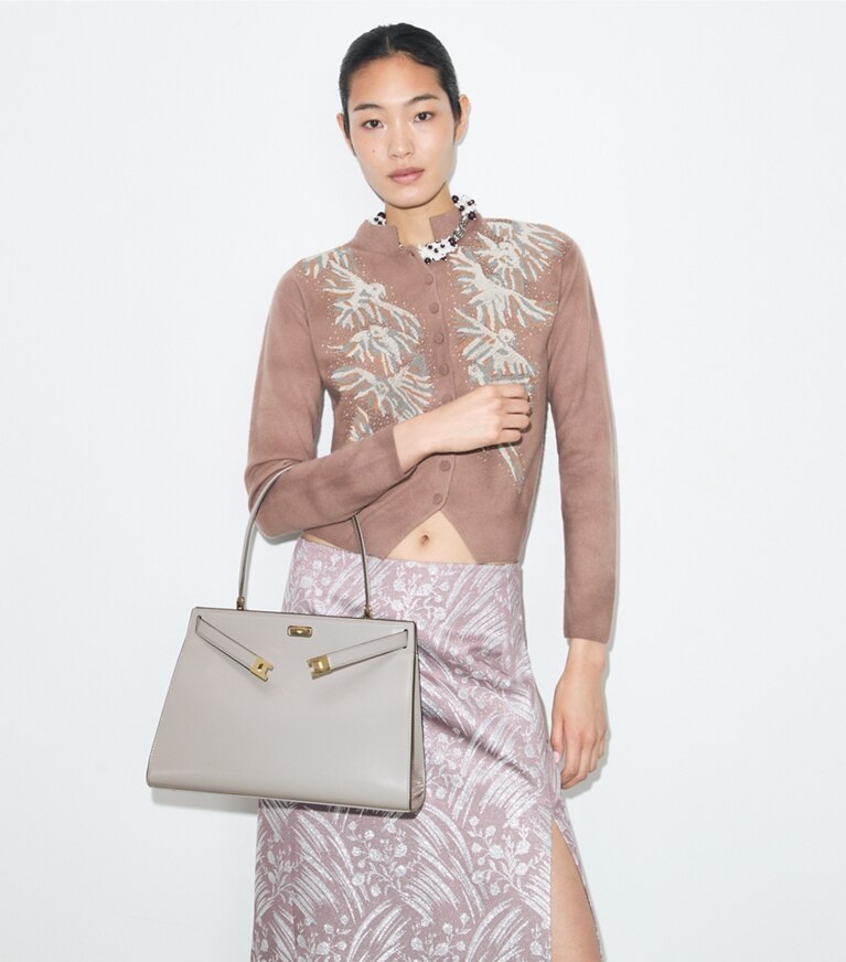 Tory Burch diseñador bolsos tote Bolso Lee Radziwill Classic en LOUTRE accesorio en modelo