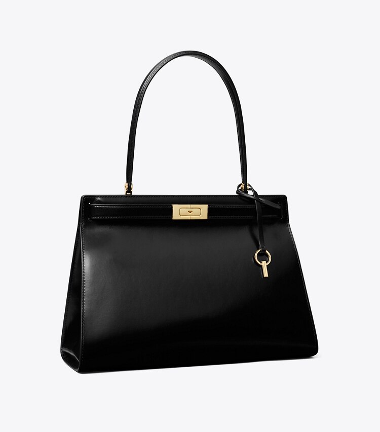 Tory Burch diseñador bolsos tote Bolso Lee Radziwill Classic en Black / GOLD ángulo