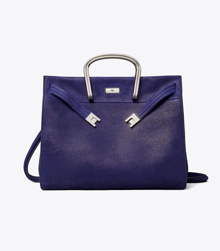 Tory Burch diseñador bolsos tote Bolso Lee Radziwill de gamuza suave en Navy frente