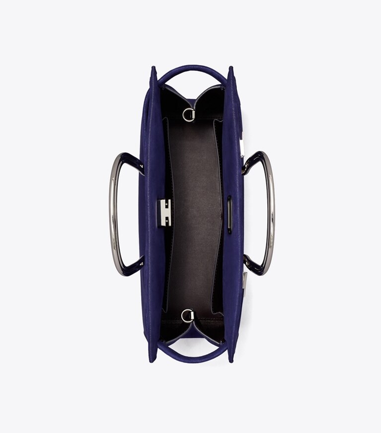Tory Burch diseñador bolsos tote Bolso Lee Radziwill de gamuza suave en Navy vista superior