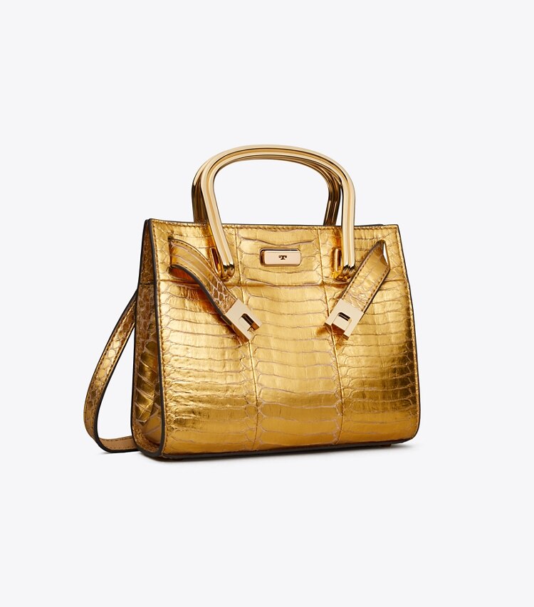Tory Burch diseñador bolsos bandolera Bolso Lee Radziwill de piel de serpiente en Gold ángulo
