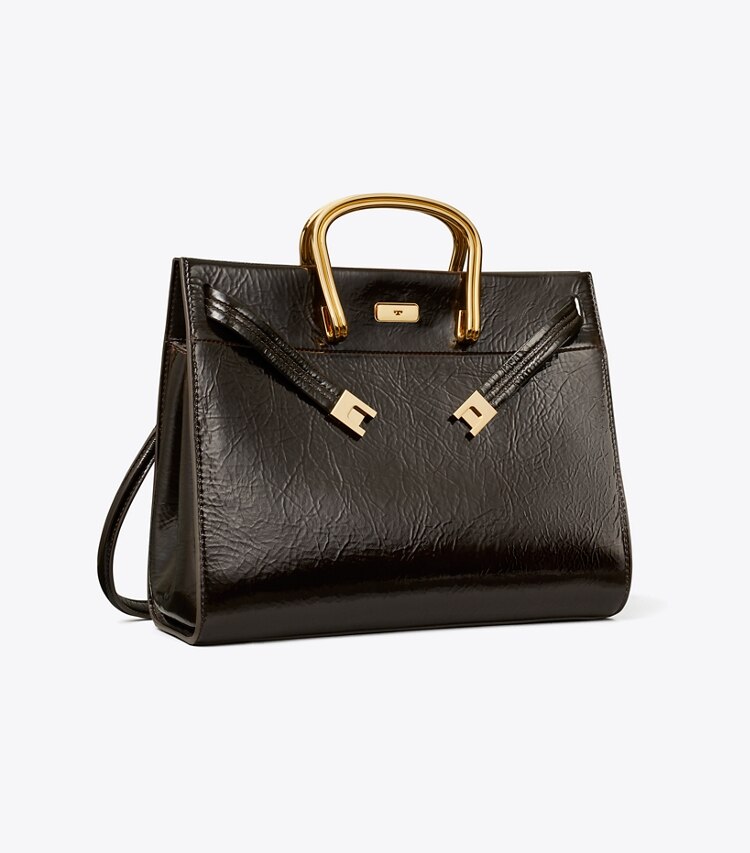 Tory Burch diseñador bolsos tote Bolso Lee Radziwill suave en Warm Cocoa ángulo