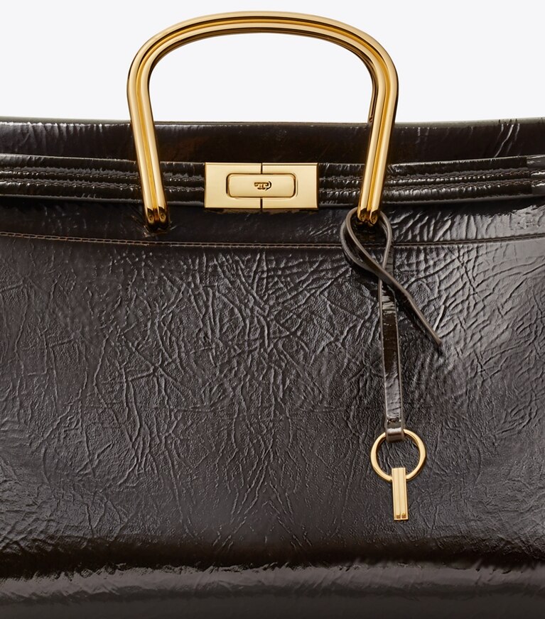 Tory Burch diseñador bolsos tote Bolso Lee Radziwill suave en Warm Cocoa detalle