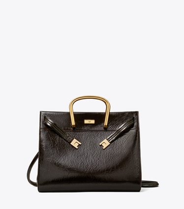 Tory Burch diseñador bolsos tote Bolso Lee Radziwill suave en Warm Cocoa frente