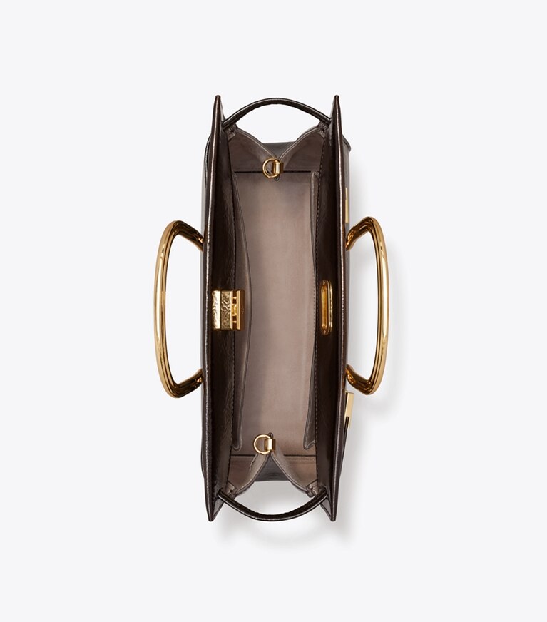 Tory Burch diseñador bolsos tote Bolso Lee Radziwill suave en Warm Cocoa vista superior