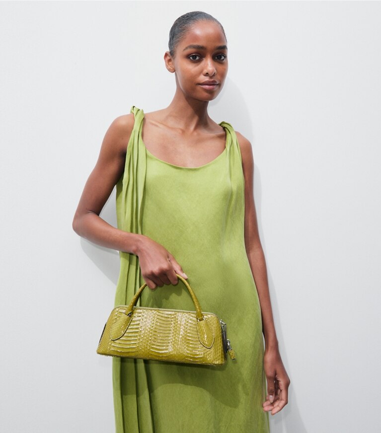 Tory Burch diseñador bolsos bandolera Bolso Lock Snake con asa superior en Moss accesorio en el modelo