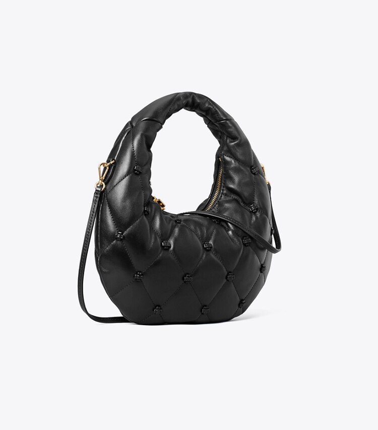 Tory Burch diseñador bolsos bandolera Bolso luna creciente Bunny Knot en BLACK ángulo
