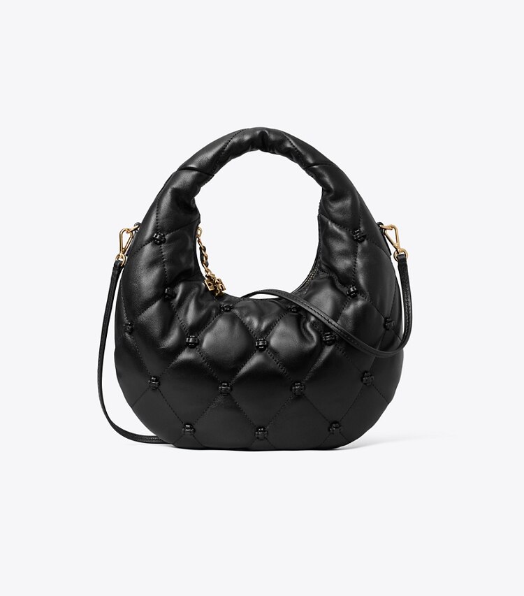 Tory Burch diseñador bolsos bandolera Bolso luna creciente Bunny Knot en BLACK frente