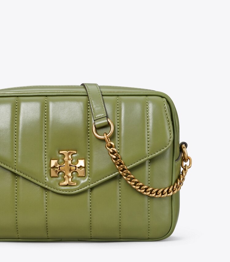 Tory Burch diseñador bolsos bandolera Bolso para cámara acolchado Kira en Daphne / Rolled Gold detalle