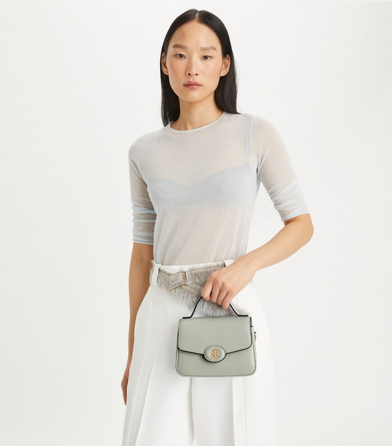 Tory Burch diseñador bolsos bandolera Bolso pequeño con asa superior Robinson Spazzolato en Light Granite adicional en modelo