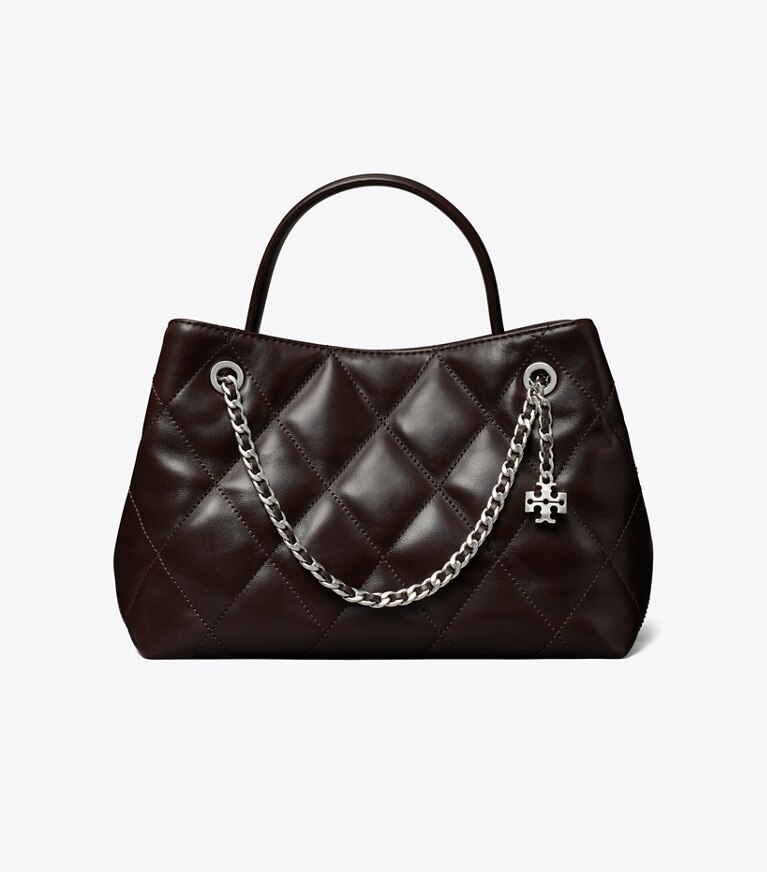 Tory Burch diseñador bolsos bandolera Bolso pequeño con diseño de llamas en Cocoa frontal