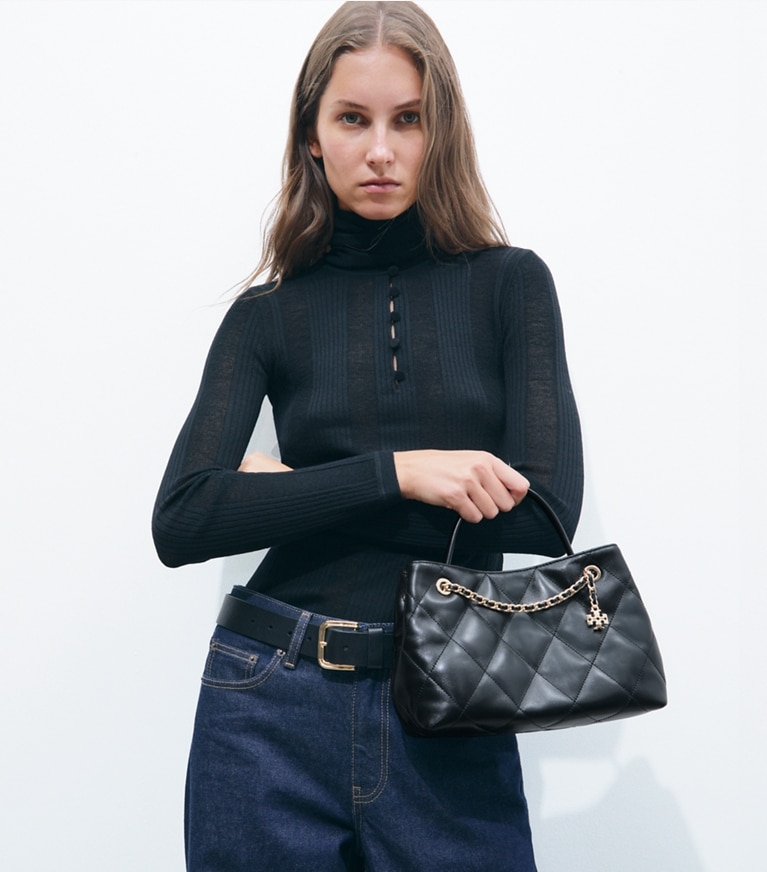 Tory Burch diseñador bolsos bandolera Bolso pequeño Fleming en Black adicional en modelo
