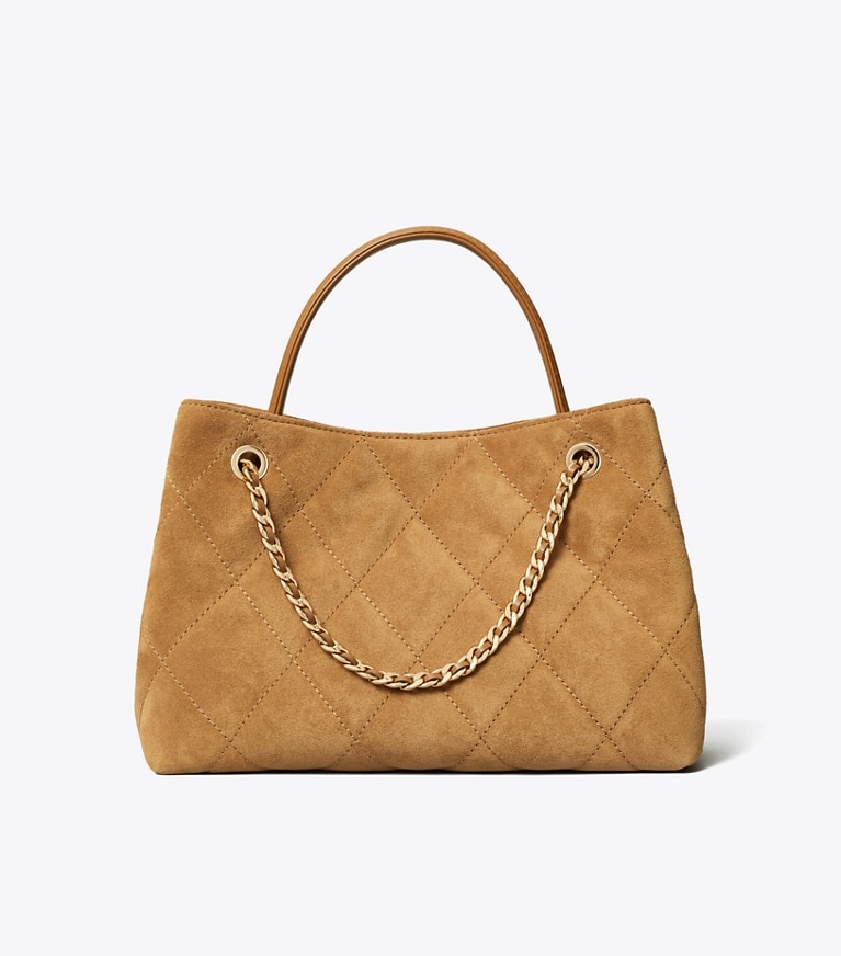 Tory Burch diseñador bolsos bandolera Bolso pequeño Fleming de gamuza en Toffee volver