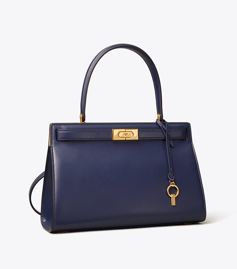 Tory Burch diseñador bolsos satchel Bolso pequeño Lee Radziwill en Royal Navy ángulo