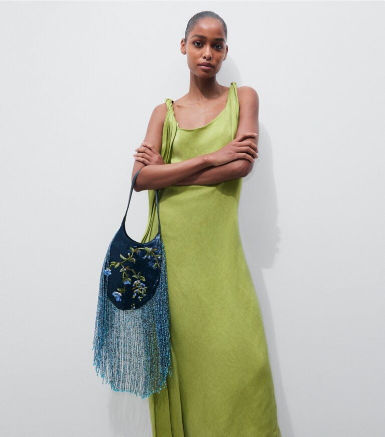 Tory Burch diseñador bolsos de hombro Bolso pequeño Pierced con adornos en Blue Multi adicional en el modelo