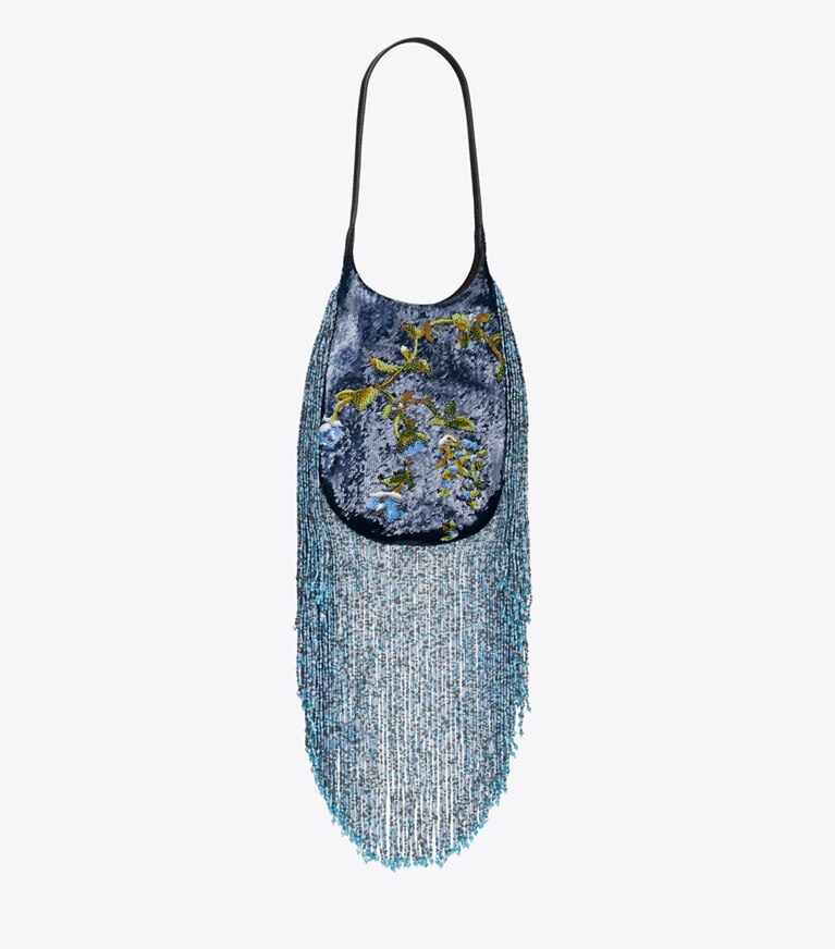 Tory Burch diseñador bolsos de hombro Bolso pequeño Pierced con adornos en Blue Multi ángulo