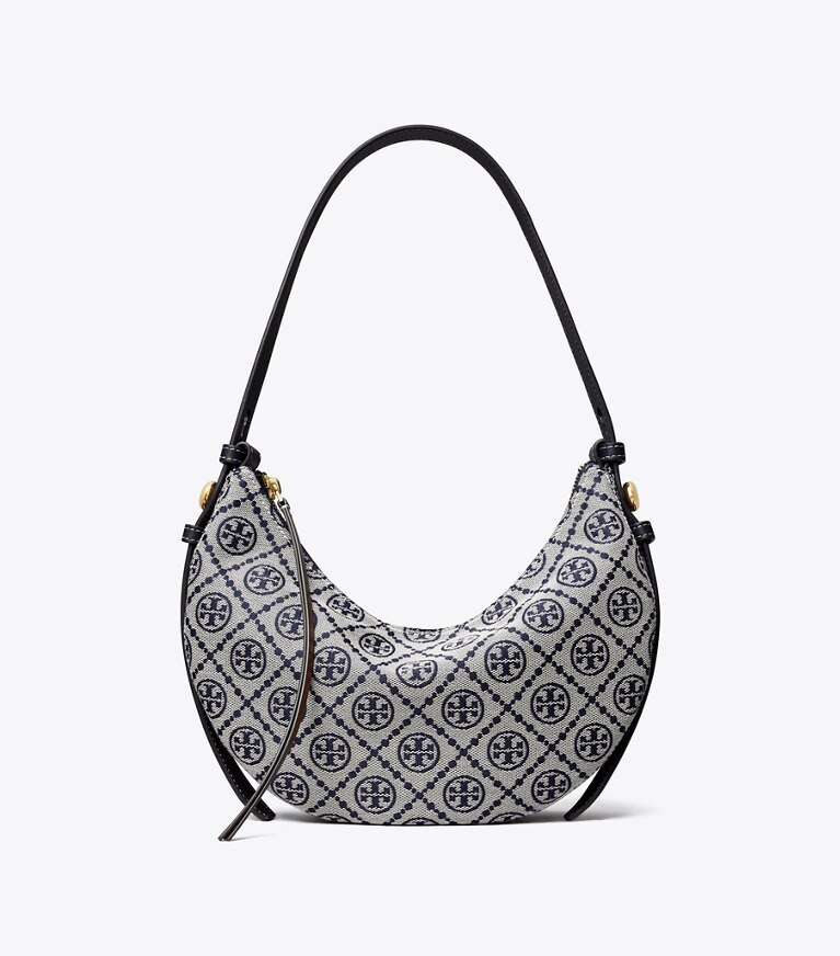 Tory Burch diseñador bolsos de hombro Bolso Romy Half Moon con monograma T en Tory Navy frente