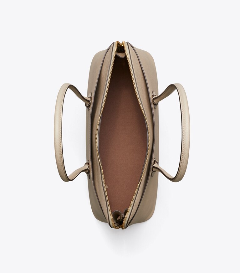 Tory Burch diseñador bolsos satchel Bolso Satchel con traba en Light Stone vista superior