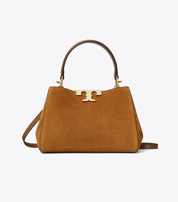 Tory Burch diseñador bolsos bandolera Bolso Satchel de gamuza Eleanor mini en Caramel frente