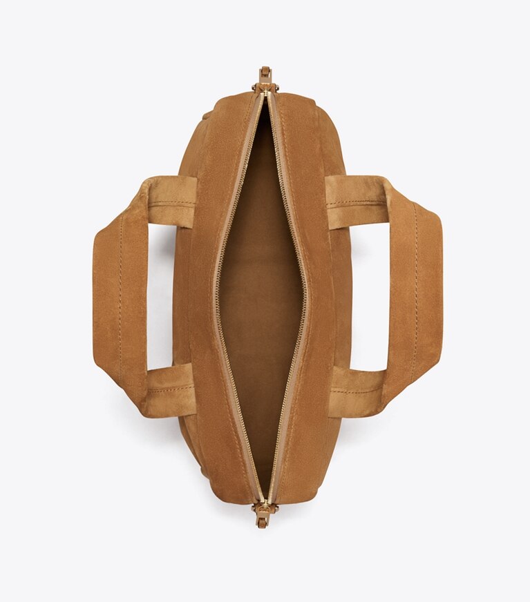 Tory Burch diseñador bolsos satchel Bolso satchel de gamuza en Toffee vista superior