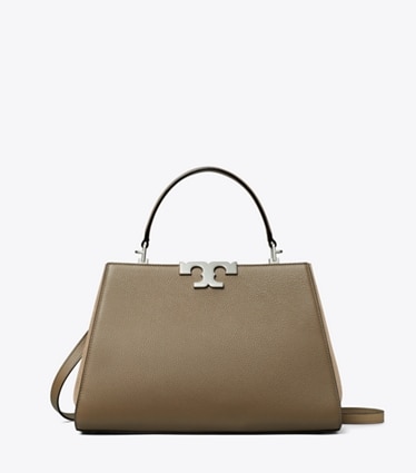 Tory Burch diseñador bolsos satchel Bolso satchel Eleanor de piel granulada en Wild Mushroom frontal