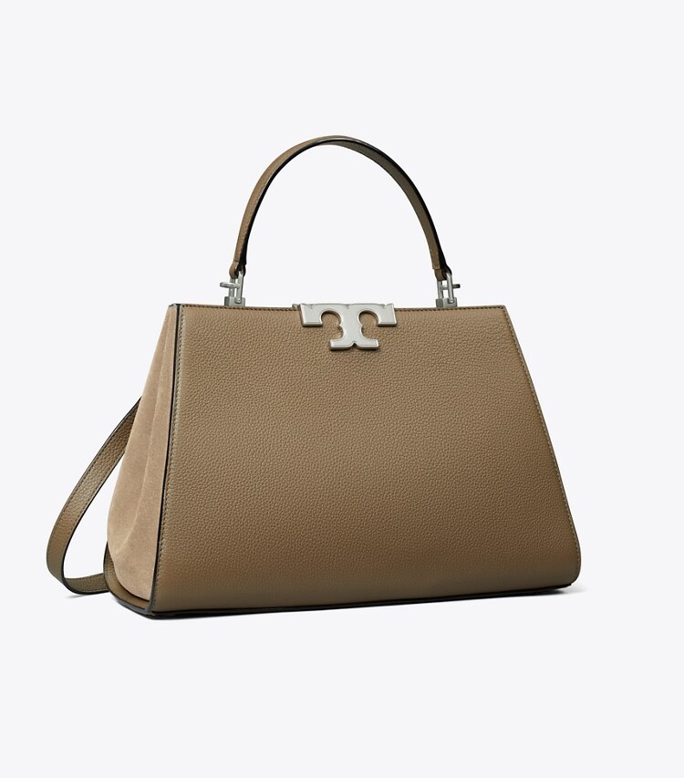Tory Burch diseñador bolsos satchel Bolso Satchel granulado Eleanor en Wild Mushroom ángulo