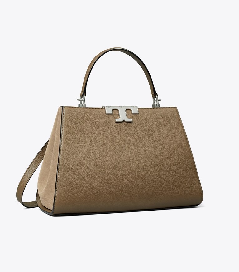 Tory Burch diseñador bolsos satchel Bolso Satchel granulado Eleanor en Wild Mushroom ángulo