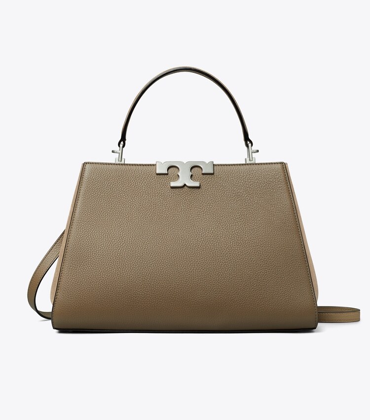 Tory Burch diseñador bolsos satchel Bolso Satchel granulado Eleanor en Wild Mushroom frente
