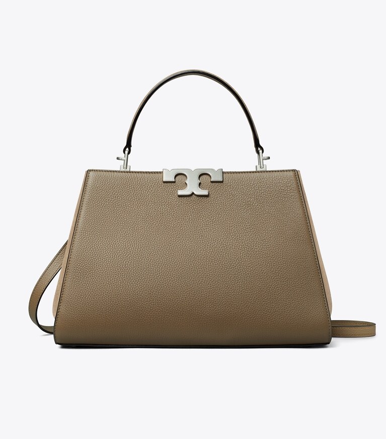 Tory Burch diseñador bolsos satchel Bolso Satchel granulado Eleanor en Wild Mushroom frente