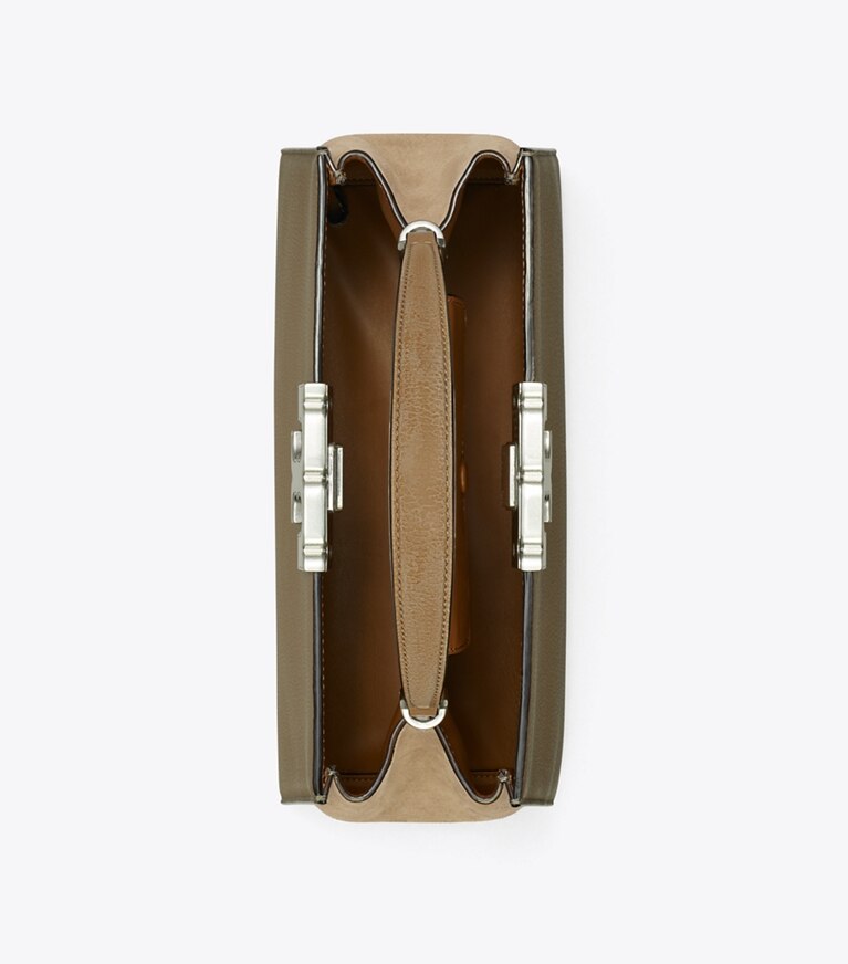 Tory Burch diseñador bolsos satchel Bolso Satchel granulado Eleanor en Wild Mushroom vista superior